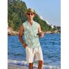 COOFANDY Sleeveless Beach Shirts for Men Summer Tank Shirts Casual Henley Tank Top(Green Leaves)