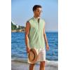 COOFANDY Sleeveless Beach Shirts for Men Summer Tank Shirts Casual Henley Tank Top(Lgiht Green)