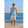 COOFANDY Sleeveless Beach Shirts for Men Summer Tank Shirts Casual Henley Tank Top(Light Blue)