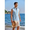 COOFANDY Sleeveless Beach Shirts for Men Summer Tank Shirts Casual Henley Tank Top(Light Blue)