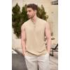 COOFANDY Sleeveless Beach Shirts for Men Summer Tank Shirts Casual Henley Tank Top(Light Brown)