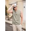 COOFANDY Sleeveless Beach Shirts for Men Summer Tank Shirts Casual Henley Tank Top(Light Grey)
