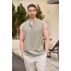 COOFANDY Sleeveless Beach Shirts for Men Summer Tank Shirts Casual Henley Tank Top(Light Grey)
