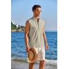 COOFANDY Sleeveless Beach Shirts for Men Summer Tank Shirts Casual Henley Tank Top(Light Grey)
