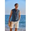COOFANDY Sleeveless Beach Shirts for Men Summer Tank Shirts Casual Henley Tank Top(Navy Blue)