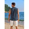 COOFANDY Sleeveless Beach Shirts for Men Summer Tank Shirts Casual Henley Tank Top(Navy Blue)