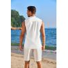 COOFANDY Sleeveless Beach Shirts for Men Summer Tank Shirts Casual Henley Tank Top(White)