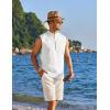 COOFANDY Sleeveless Beach Shirts for Men Summer Tank Shirts Casual Henley Tank Top(White)