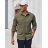 COOFANDY Work Shirts for Mens Long Sleeve Casual Button Down Shirt Mens Shacket with Flap Pockets(Army Green)