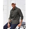 COOFANDY Work Shirts for Mens Long Sleeve Casual Button Down Shirt Mens Shacket with Flap Pockets(Dark Green)