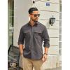 COOFANDY Work Shirts for Mens Long Sleeve Casual Button Down Shirt Mens Shacket with Flap Pockets(Dark Grey)