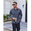 COOFANDY Work Shirts for Mens Long Sleeve Casual Button Down Shirt Mens Shacket with Flap Pockets(Grey Blue)