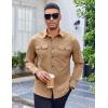COOFANDY Work Shirts for Mens Long Sleeve Casual Button Down Shirt Mens Shacket with Flap Pockets(Kakhi)