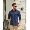 COOFANDY Work Shirts for Mens Long Sleeve Casual Button Down Shirt Mens Shacket with Flap Pockets(Navy Blue)