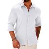 COOFANDY Athletic Fit Dress Shirts for Men Ribbed Knit Textured Button Down Shirts(White)