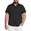 COOFANDY Big & Tall Dress Shirts for Men Short Sleeve Button Down Casual Shirts(Black)