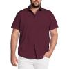 COOFANDY Big & Tall Dress Shirts for Men Short Sleeve Button Down Casual Shirts(Deep Red)