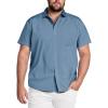 COOFANDY Big & Tall Dress Shirts for Men Short Sleeve Button Down Casual Shirts(Grey Blue)