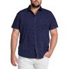 COOFANDY Big & Tall Dress Shirts for Men Short Sleeve Button Down Casual Shirts(Navy – Anchor Pattern)
