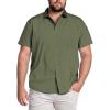 COOFANDY Big & Tall Dress Shirts for Men Short Sleeve Button Down Casual Shirts(Olive Green)