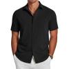 COOFANDY Button Down Short Sleeve Summer Casual Beach Shirts Shirt(Black)