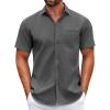 COOFANDY Button Down Short Sleeve Summer Casual Beach Shirts Shirt(Dark Grey)