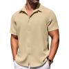 COOFANDY Button Down Short Sleeve Summer Casual Beach Shirts Shirt(Khaki)