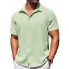 COOFANDY Button Down Short Sleeve Summer Casual Beach Shirts Shirt(Light Green)