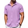 COOFANDY Button Down Short Sleeve Summer Casual Beach Shirts Shirt(Light Purple)