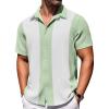 COOFANDY Button Down Short Sleeve Summer Casual Beach Shirts Shirt(Mint White Combo)