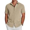 COOFANDY Button Down Short Sleeve Summer Casual Beach Shirts Shirt(Oyster Gray)
