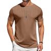 COOFANDY Crew Neck Tshirts for Men Crew Neck Casual Summer Beach Tee Shirt Brown