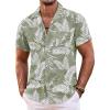 COOFANDY Hawaiian Short Button Sleeve Down Shirt Shirts Beach(A- Palm Leaf)