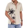 COOFANDY Hawaiian Short Button Sleeve Down Shirt Shirts Beach(Beige – Palm Tree)