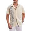 COOFANDY Hawaiian Short Button Sleeve Down Shirt Shirts Beach(Beige – Undersea Animals & Plants)