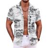 COOFANDY Hawaiian Short Button Sleeve Down Shirt Shirts Beach(Black Tree-white)