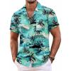 COOFANDY Hawaiian Short Button Sleeve Down Shirt Shirts Beach(Blue)