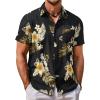 COOFANDY Hawaiian Short Button Sleeve Down Shirt Shirts Beach(Flower-black)