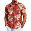 COOFANDY Hawaiian Short Button Sleeve Down Shirt Shirts Beach(Flower-red)
