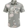 COOFANDY Hawaiian Short Button Sleeve Down Shirt Shirts Beach(Gray Green / White Leaf)