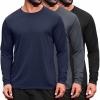 COOFANDY Long Sleeve Shirts for Men Moisture Wicking Activewear T-Shirts Workout Running Shirts(3 Pack Black & Dark Grey & Navy Blue)