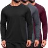 COOFANDY Long Sleeve Shirts for Men Moisture Wicking Activewear T-Shirts Workout Running Shirts(3 Pack Black & Dark Grey & Wine Red)
