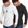 COOFANDY Men 2 Pack Muscle Fitted T Shirt Gym Workout Athletic Long Sleeves Tee(Black/White)