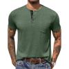 COOFANDY Men Casual Shirt Short Sleeve Summer Basic T Shirt Pocket Soild Tee Top(Army Green)