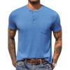 COOFANDY Men Casual Shirt Short Sleeve Summer Basic T Shirt Pocket Soild Tee Top(Blue1)