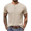COOFANDY Men Casual Shirt Short Sleeve Summer Basic T Shirt Pocket Soild Tee Top(Coffee1)