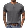 COOFANDY Men Casual Shirt Short Sleeve Summer Basic T Shirt Pocket Soild Tee Top(Dark Gray1)