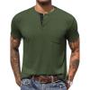 COOFANDY Men Casual Shirt Short Sleeve Summer Basic T Shirt Pocket Soild Tee Top(Dark Green)