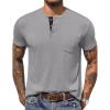 COOFANDY Men Casual Shirt Short Sleeve Summer Basic T Shirt Pocket Soild Tee Top(Grey)