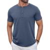 COOFANDY Men Casual Shirt Short Sleeve Summer Basic T Shirt Pocket Soild Tee Top(Navy Blue)